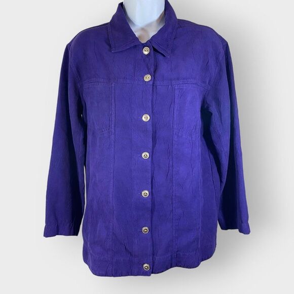 Chico's Jackets & Blazers - Chicos Womens Jacket | Size 1 | Royal Purple | Textured Fabric | Lightweight
